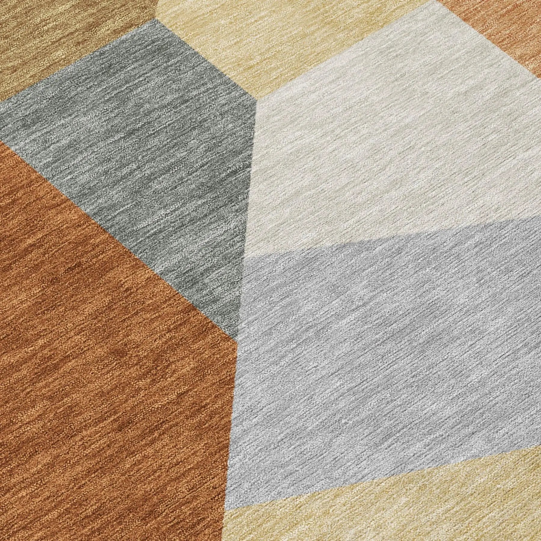 5' X 8' Orange And Silver Geometric Washable Indoor Outdoor Area Rug Homeroots Outdoor