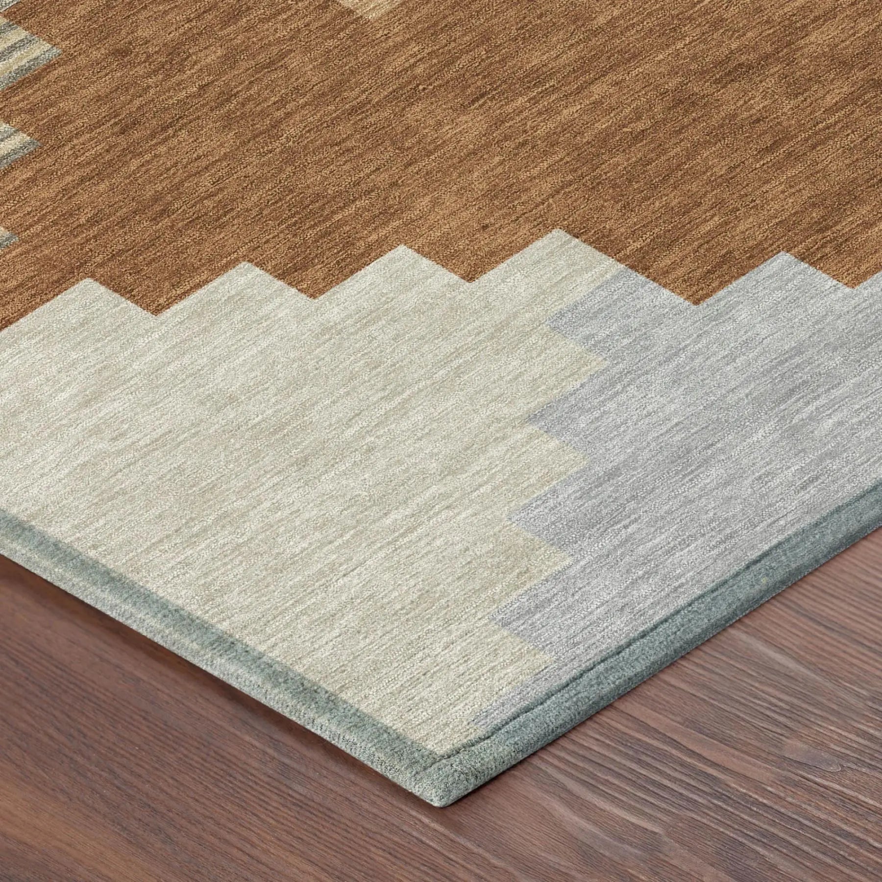 5' X 8' Orange And Silver Geometric Washable Indoor Outdoor Area Rug Homeroots Outdoor