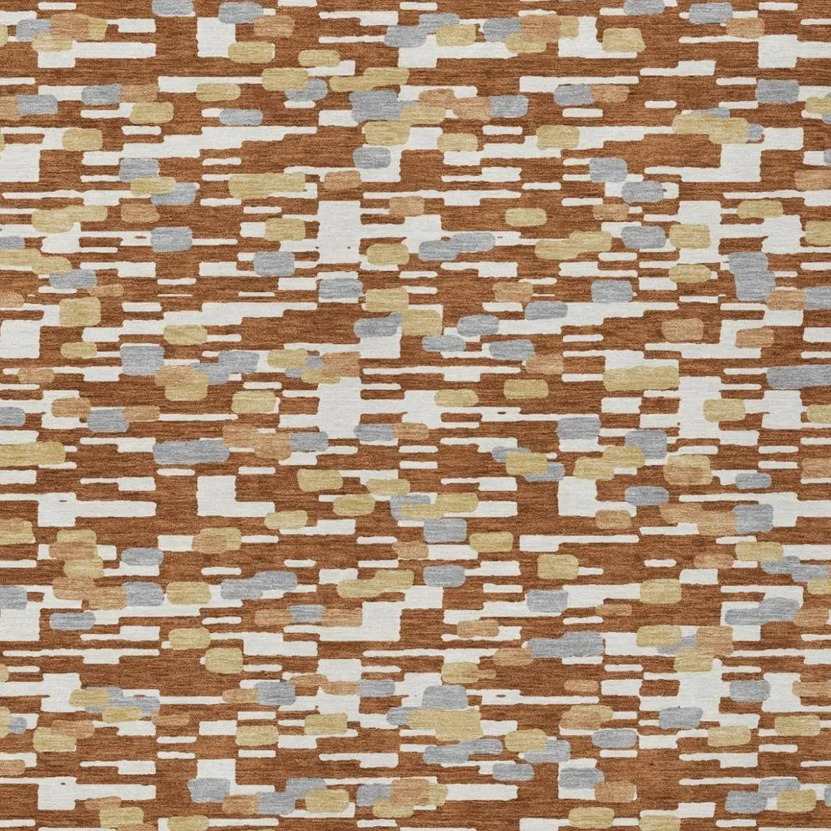 5' X 8' Orange And Silver Geometric Washable Indoor Outdoor Area Rug Homeroots Outdoor