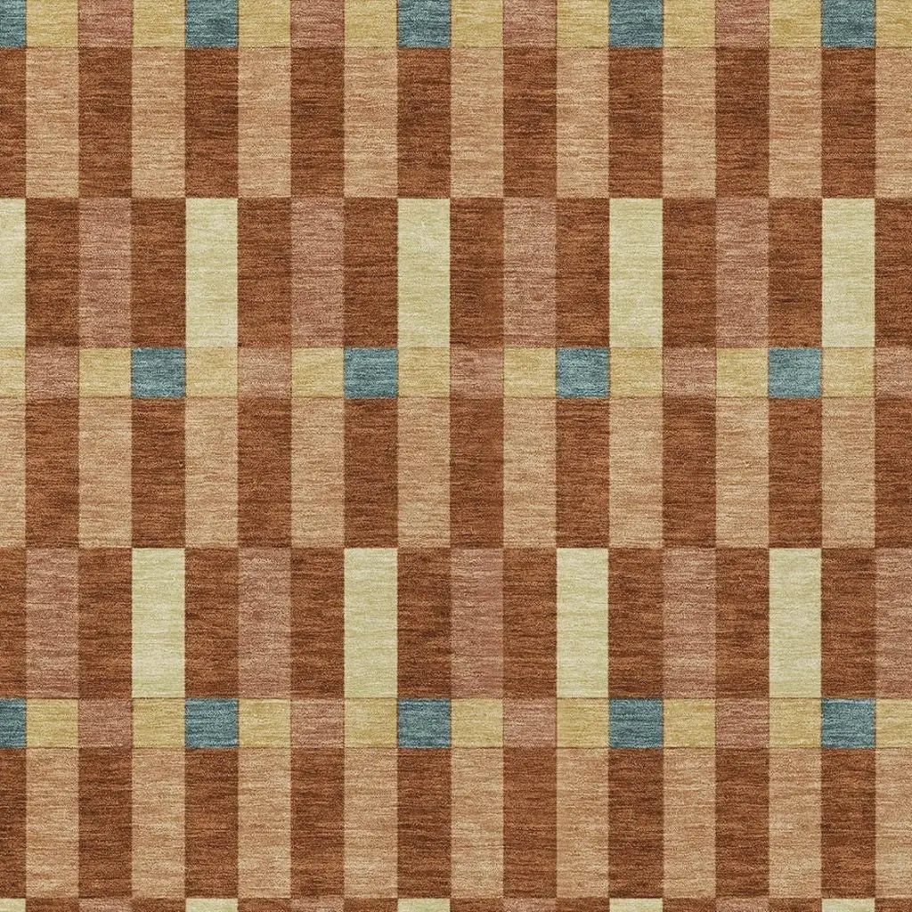 5' X 8' Orange And Teal Blue Geometric Washable Indoor Outdoor Area Rug Homeroots Outdoor