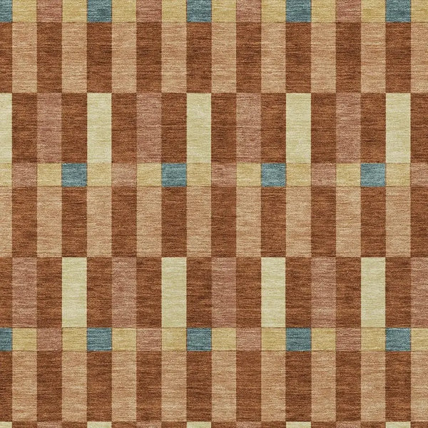 5' X 8' Orange And Teal Blue Geometric Washable Indoor Outdoor Area Rug Homeroots Outdoor