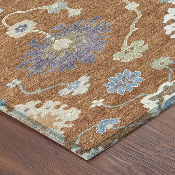 5' X 8' Orange And Teal Blue Oriental Washable Indoor Outdoor Area Rug Homeroots Outdoor