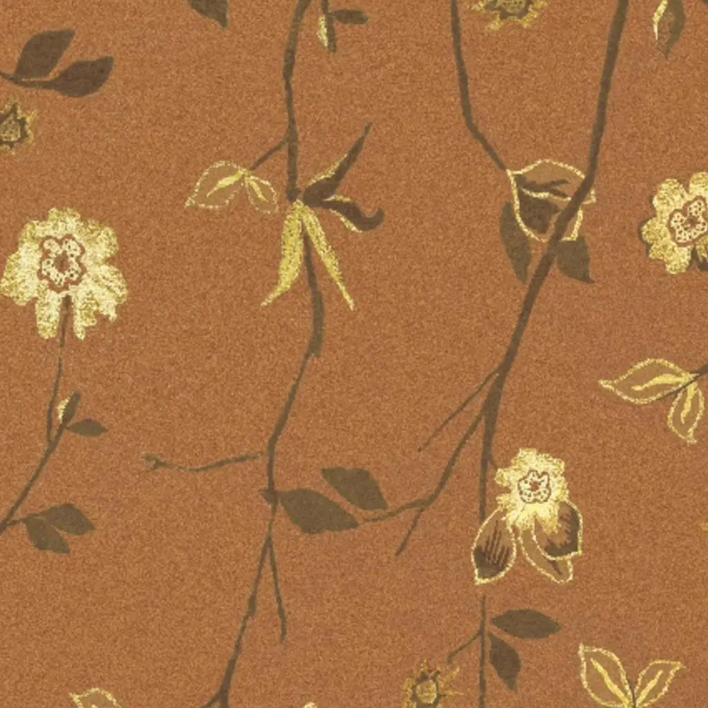 5' X 8' Orange Brown And Yellow Wool Floral Hand Knotted Area Rug Homeroots Home Decor