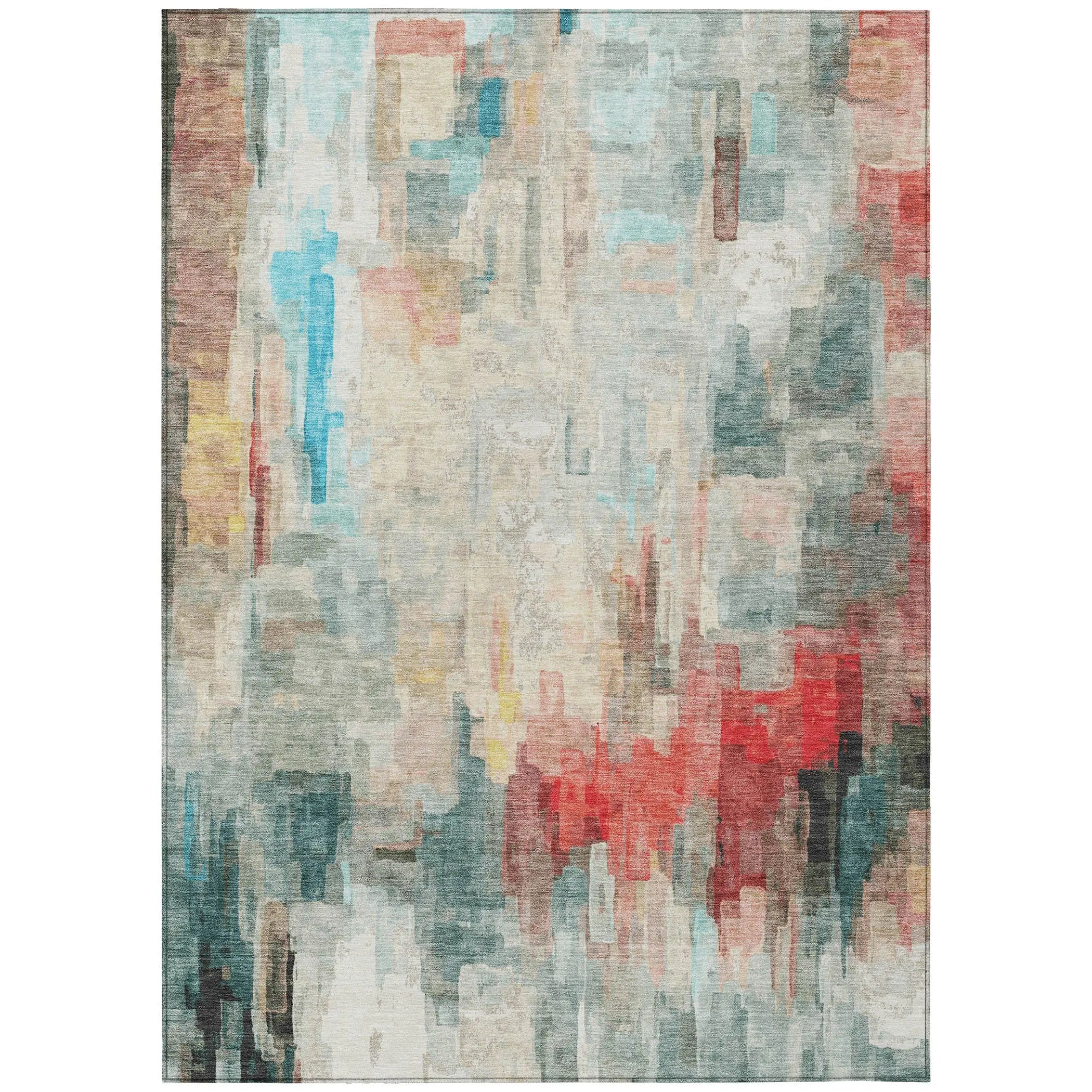 5' X 8' Pearl And Gray Abstract Washable Indoor Outdoor Area Rug Homeroots Outdoor
