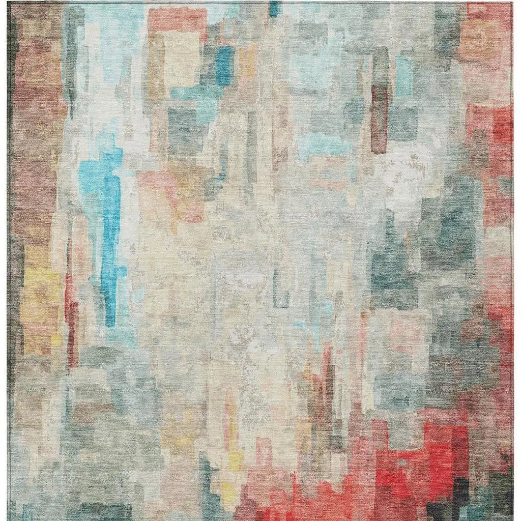 5' X 8' Pearl And Gray Abstract Washable Indoor Outdoor Area Rug Homeroots Outdoor