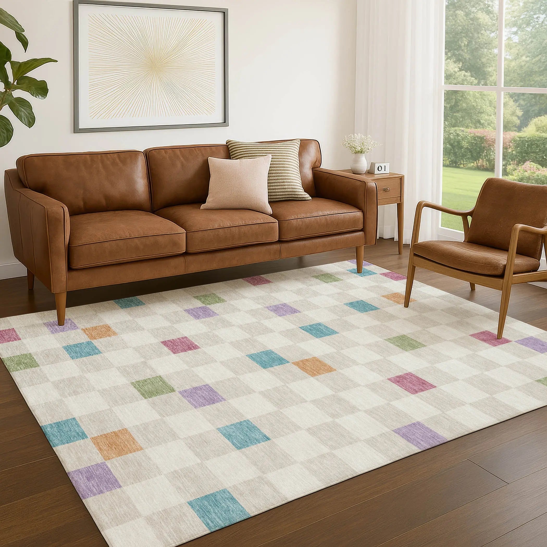 5' X 8' Pearl And Ivory Geometric Washable Indoor Outdoor Area Rug Homeroots Outdoor