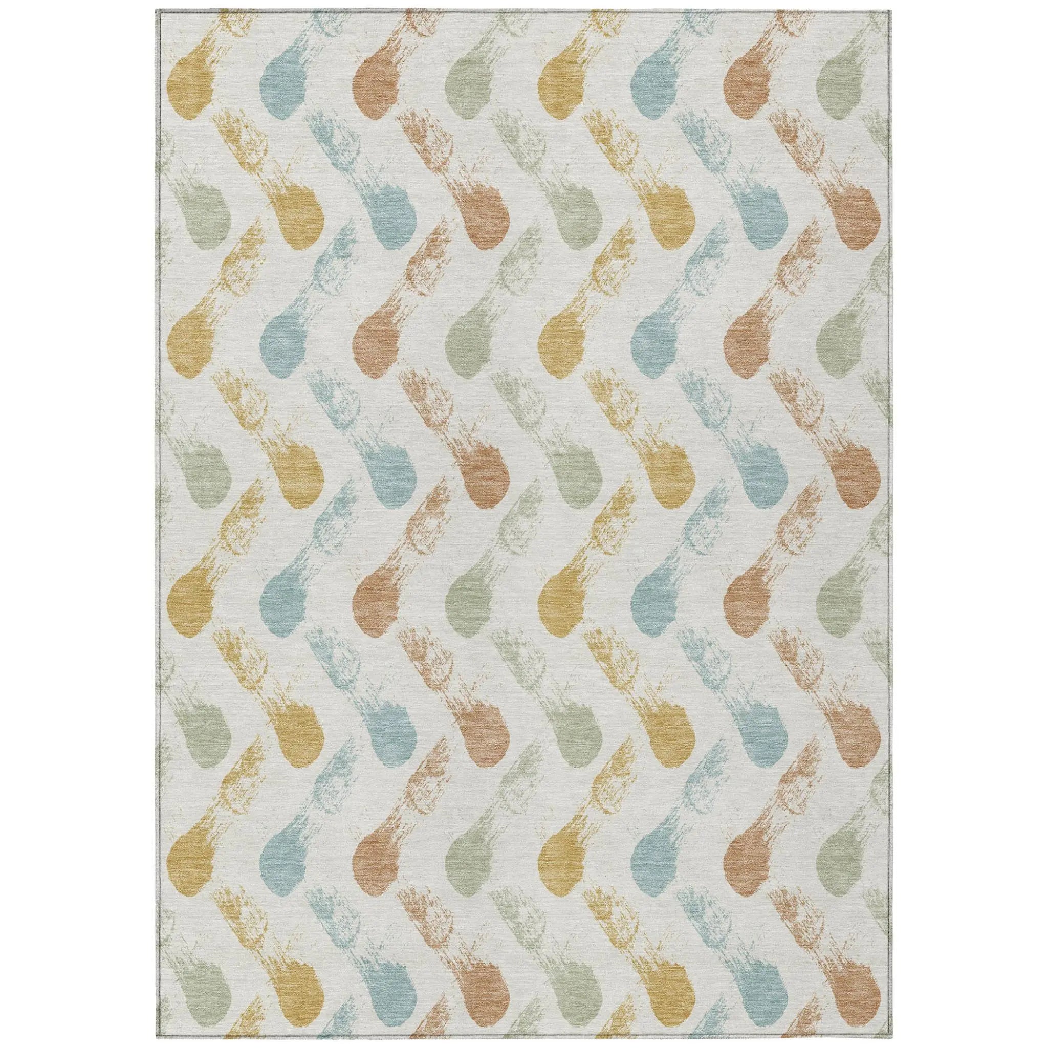 5' X 8' Pearl And Ivory Geometric Washable Indoor Outdoor Area Rug Homeroots Outdoor