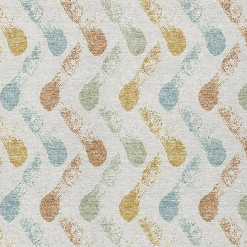 5' X 8' Pearl And Ivory Geometric Washable Indoor Outdoor Area Rug Homeroots Outdoor