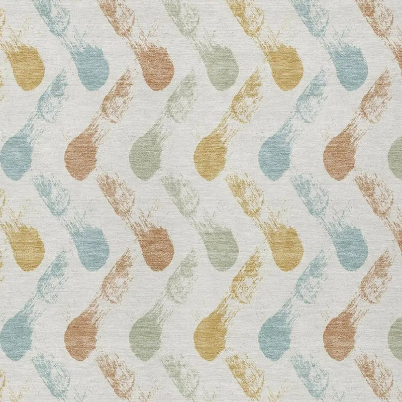 5' X 8' Pearl And Ivory Geometric Washable Indoor Outdoor Area Rug Homeroots Outdoor