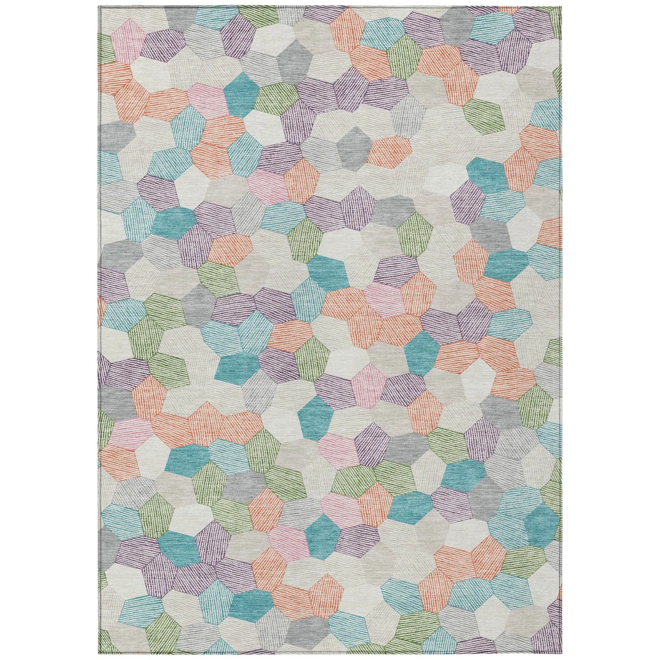5' X 8' Pearl And Ivory Geometric Washable Indoor Outdoor Area Rug Homeroots Outdoor