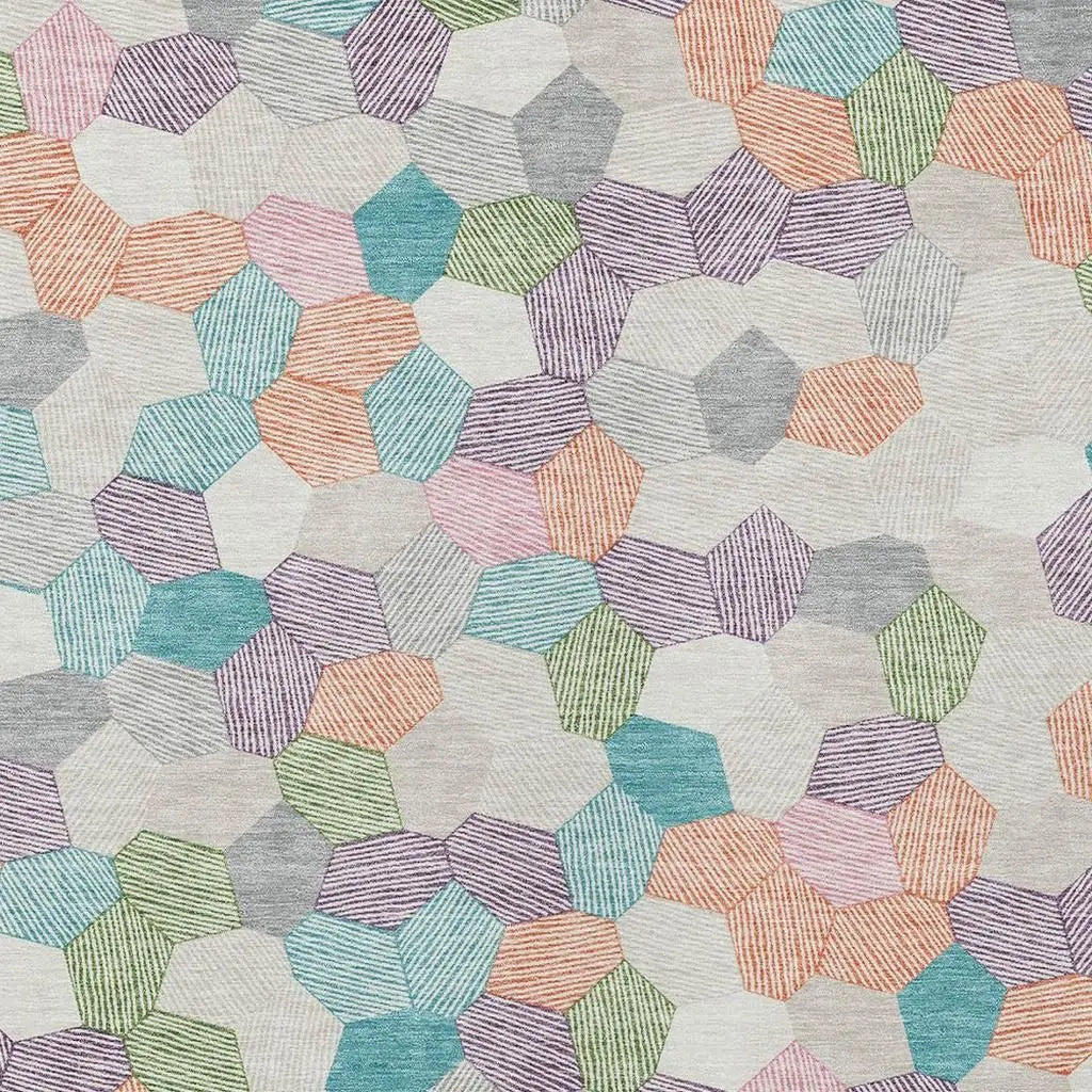 5' X 8' Pearl And Ivory Geometric Washable Indoor Outdoor Area Rug Homeroots Outdoor