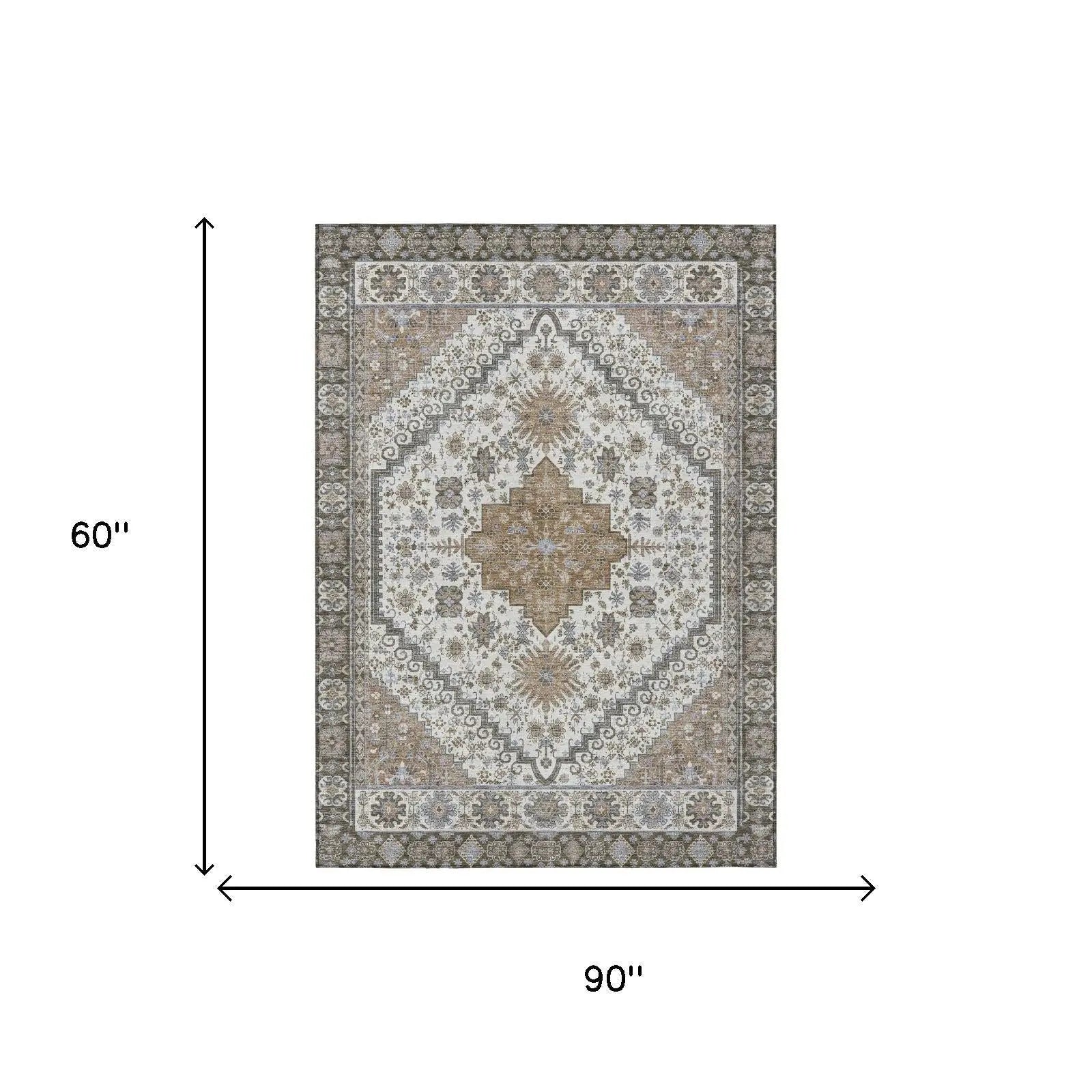 5' X 8' Pearl And Ivory Oriental Washable Indoor Outdoor Area Rug Homeroots Outdoor