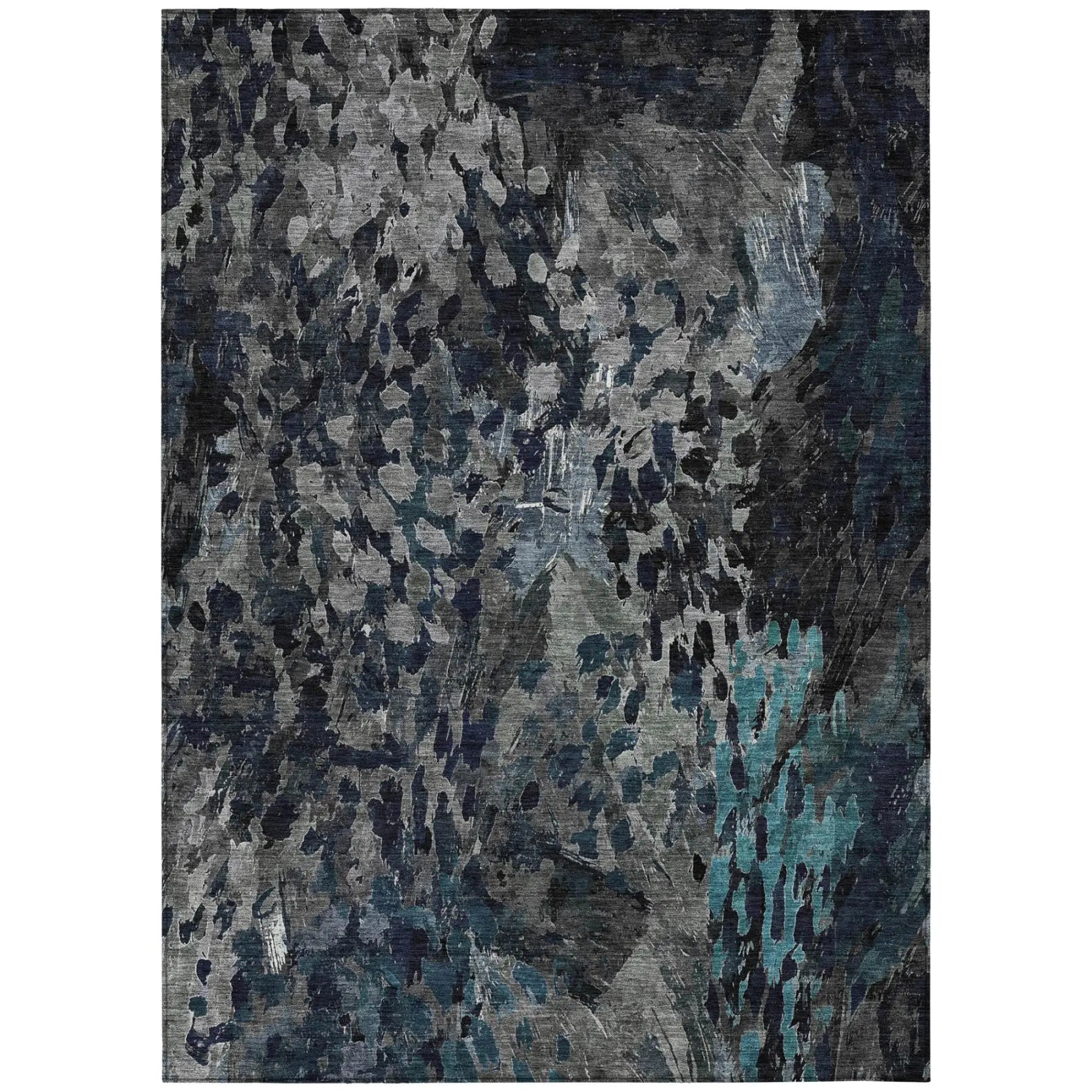 5' X 8' Pewter And Gray Abstract Washable Indoor Outdoor Area Rug Homeroots Outdoor