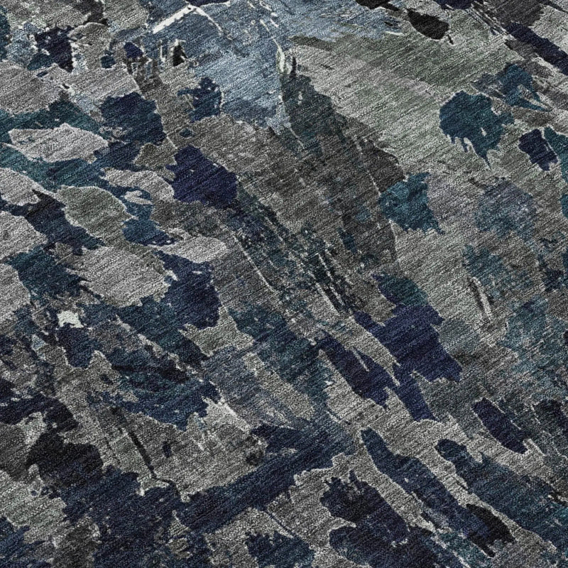 5' X 8' Pewter And Gray Abstract Washable Indoor Outdoor Area Rug Homeroots Outdoor