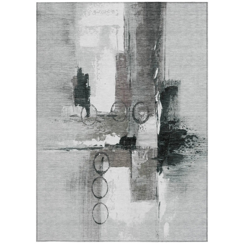 5' X 8' Pewter And Gray Abstract Washable Indoor Outdoor Area Rug Homeroots Outdoor