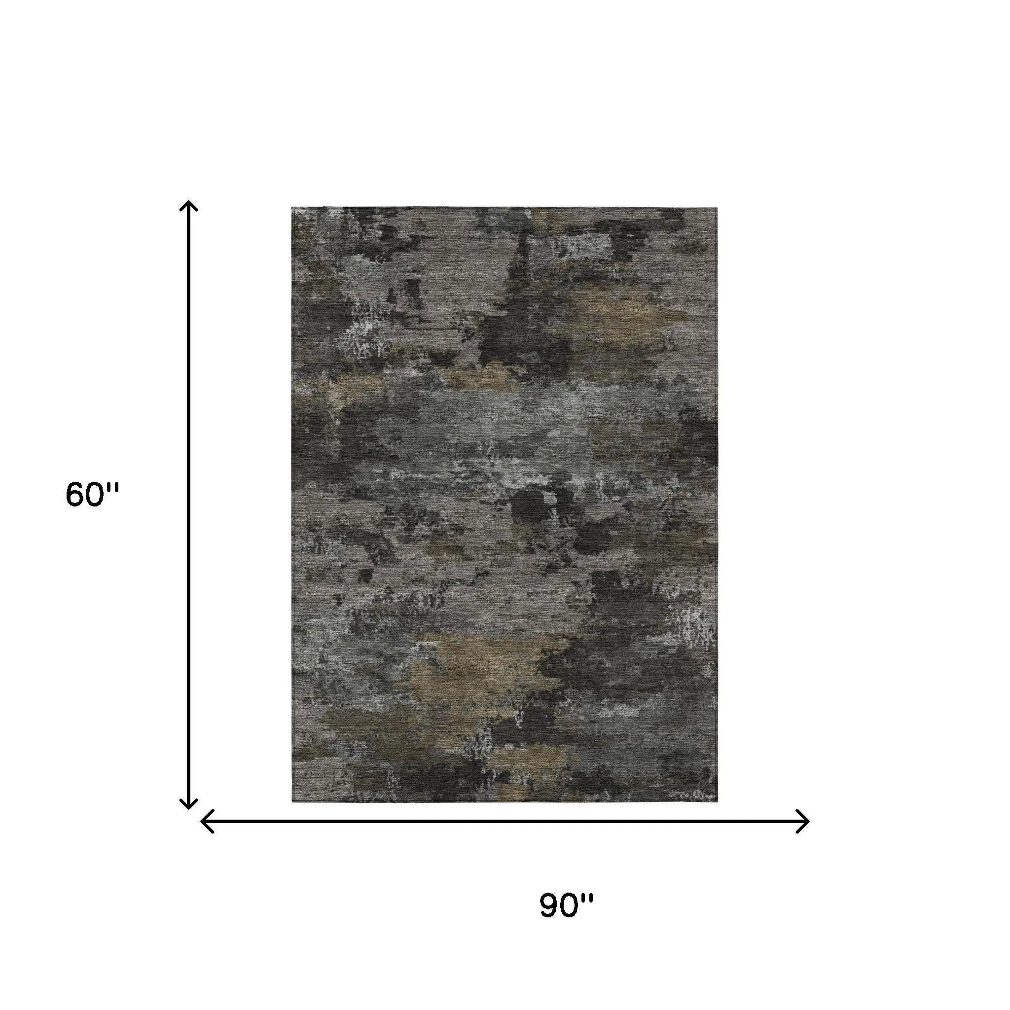 5' X 8' Pewter And Gray Abstract Washable Indoor Outdoor Area Rug Homeroots Outdoor