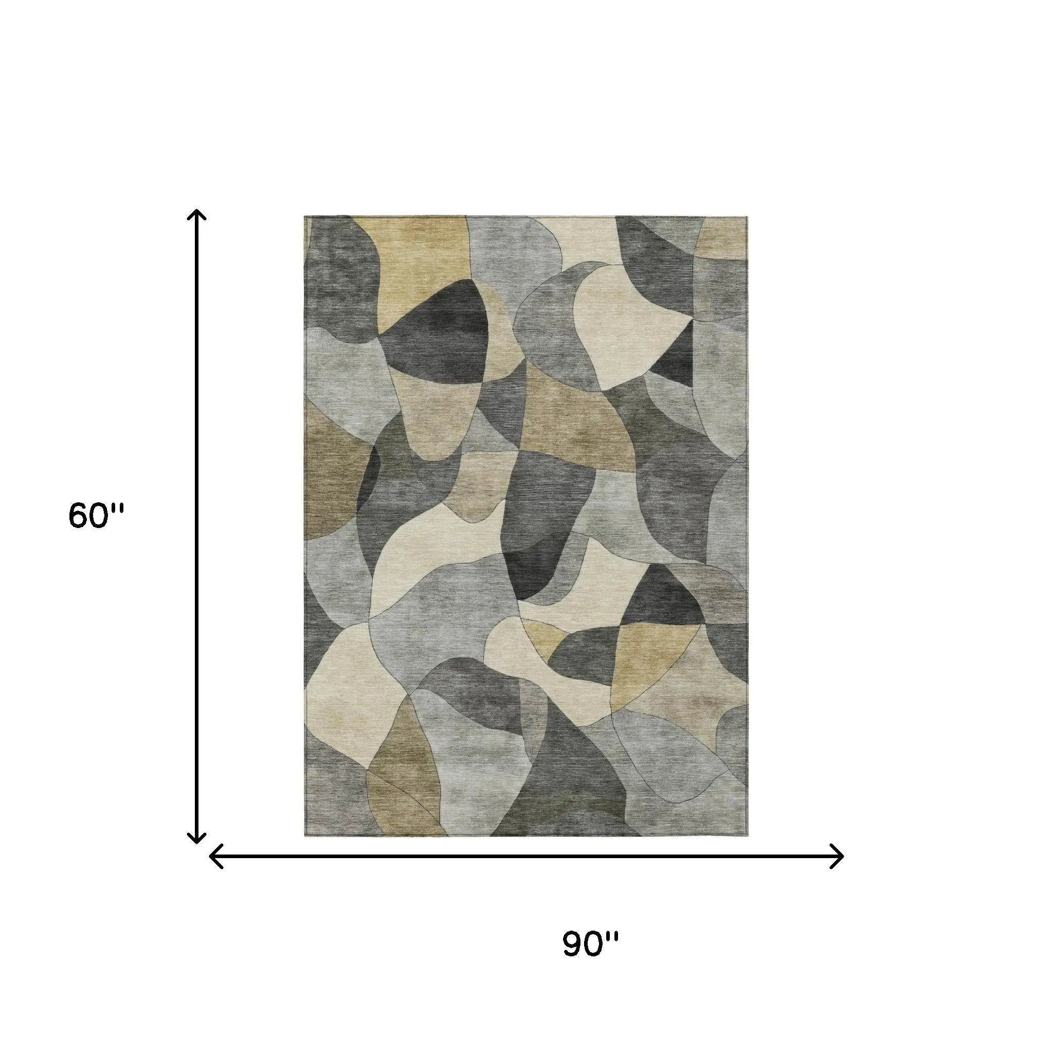 5' X 8' Pewter And Gray Abstract Washable Indoor Outdoor Area Rug Homeroots Outdoor