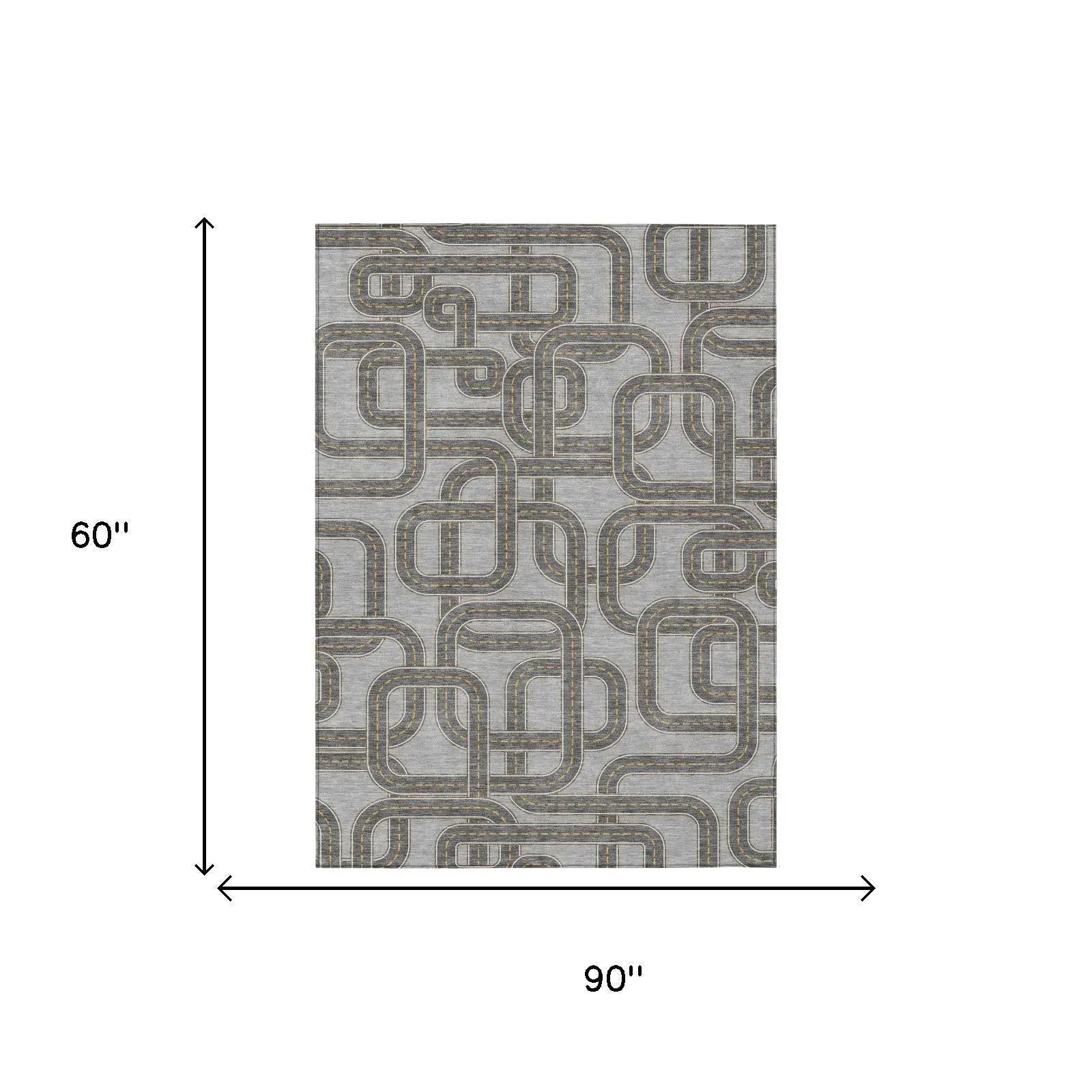 5' X 8' Pewter And Gray Geometric Washable Indoor Outdoor Area Rug Homeroots Outdoor