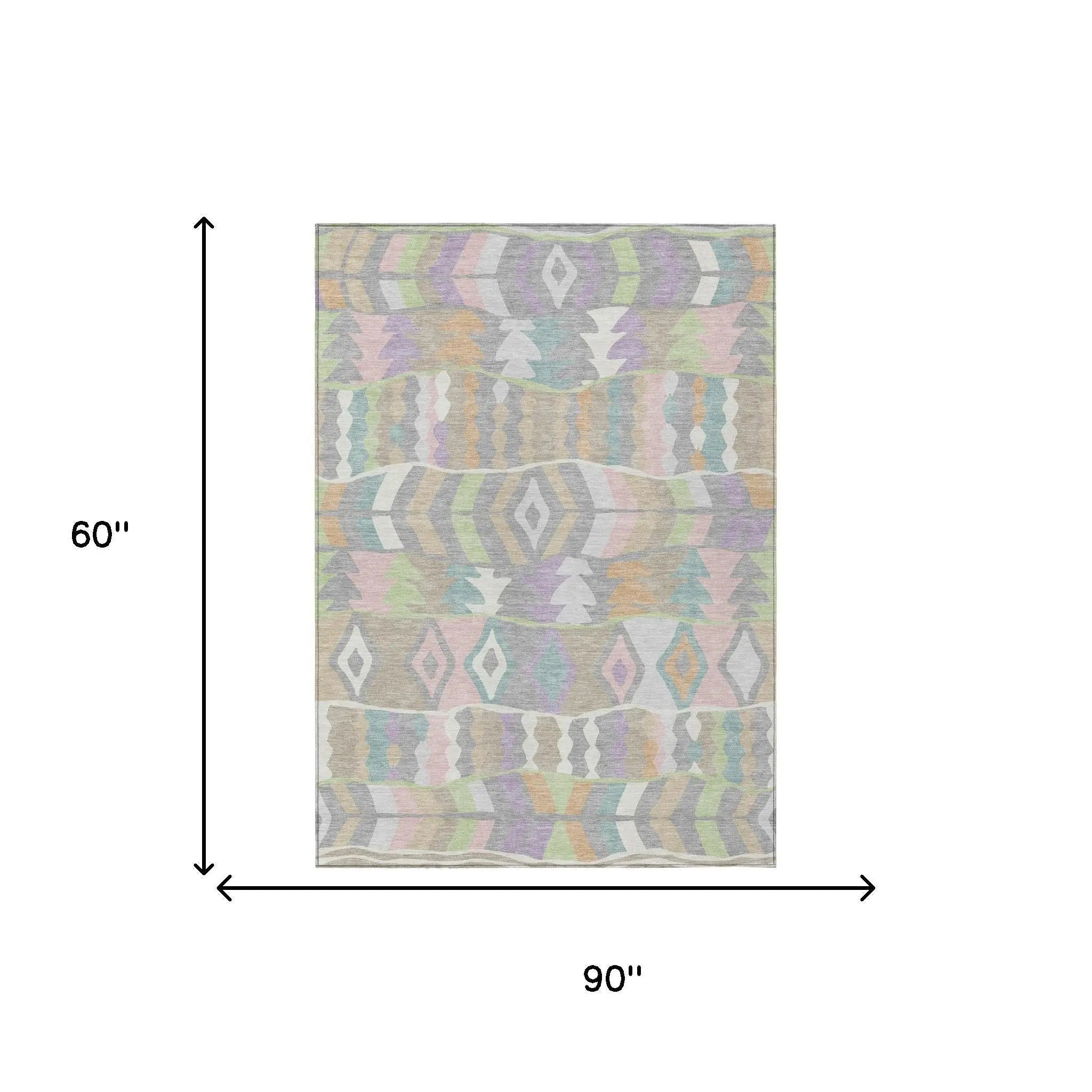 5' X 8' Pewter And Gray Geometric Washable Indoor Outdoor Area Rug Homeroots Outdoor