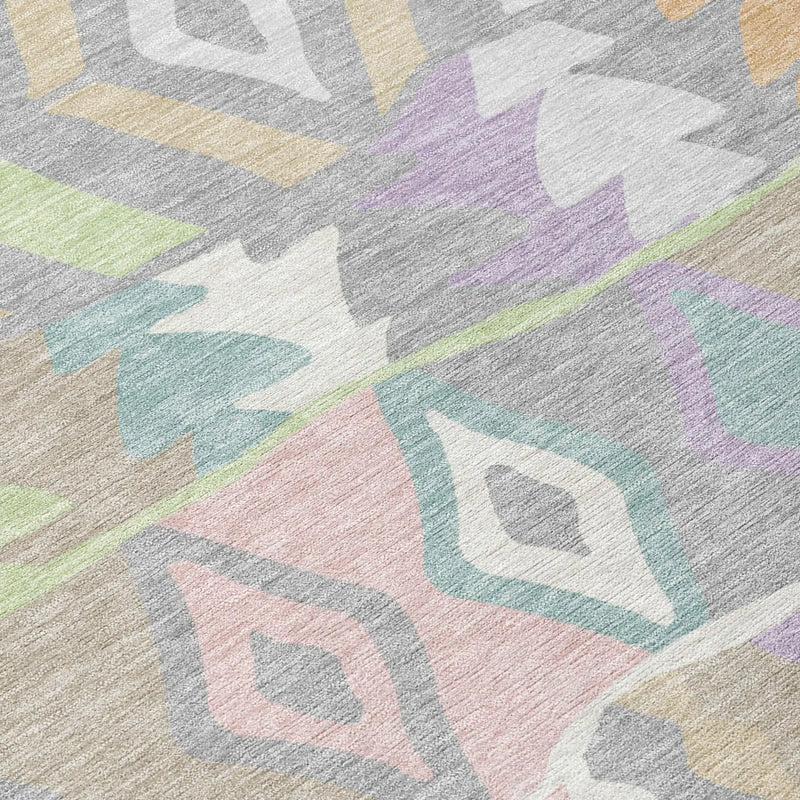 5' X 8' Pewter And Gray Geometric Washable Indoor Outdoor Area Rug Homeroots Outdoor