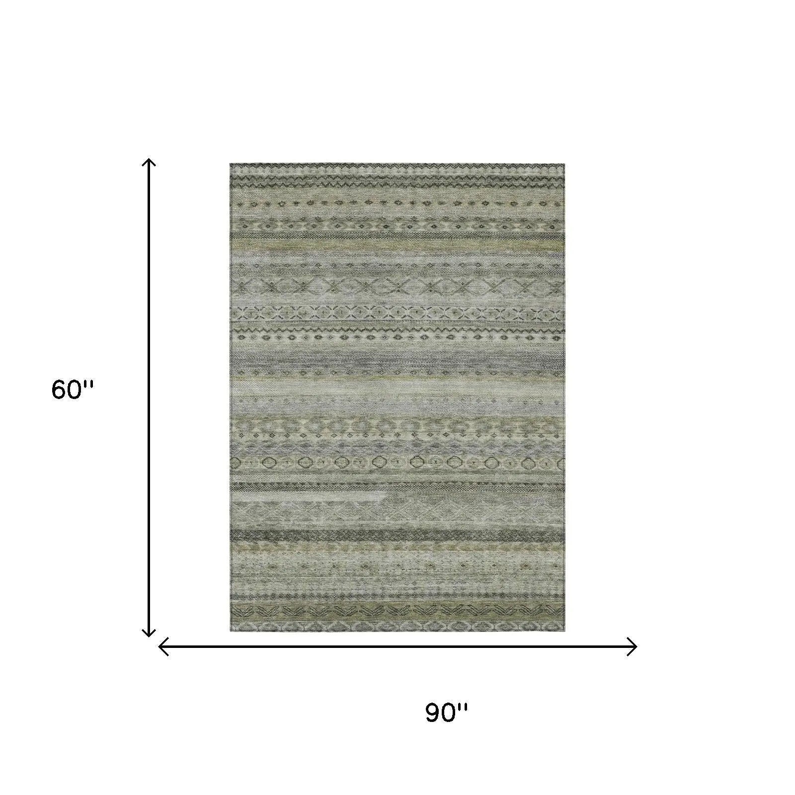 5' X 8' Pewter And Gray Striped Washable Indoor Outdoor Area Rug Homeroots Outdoor