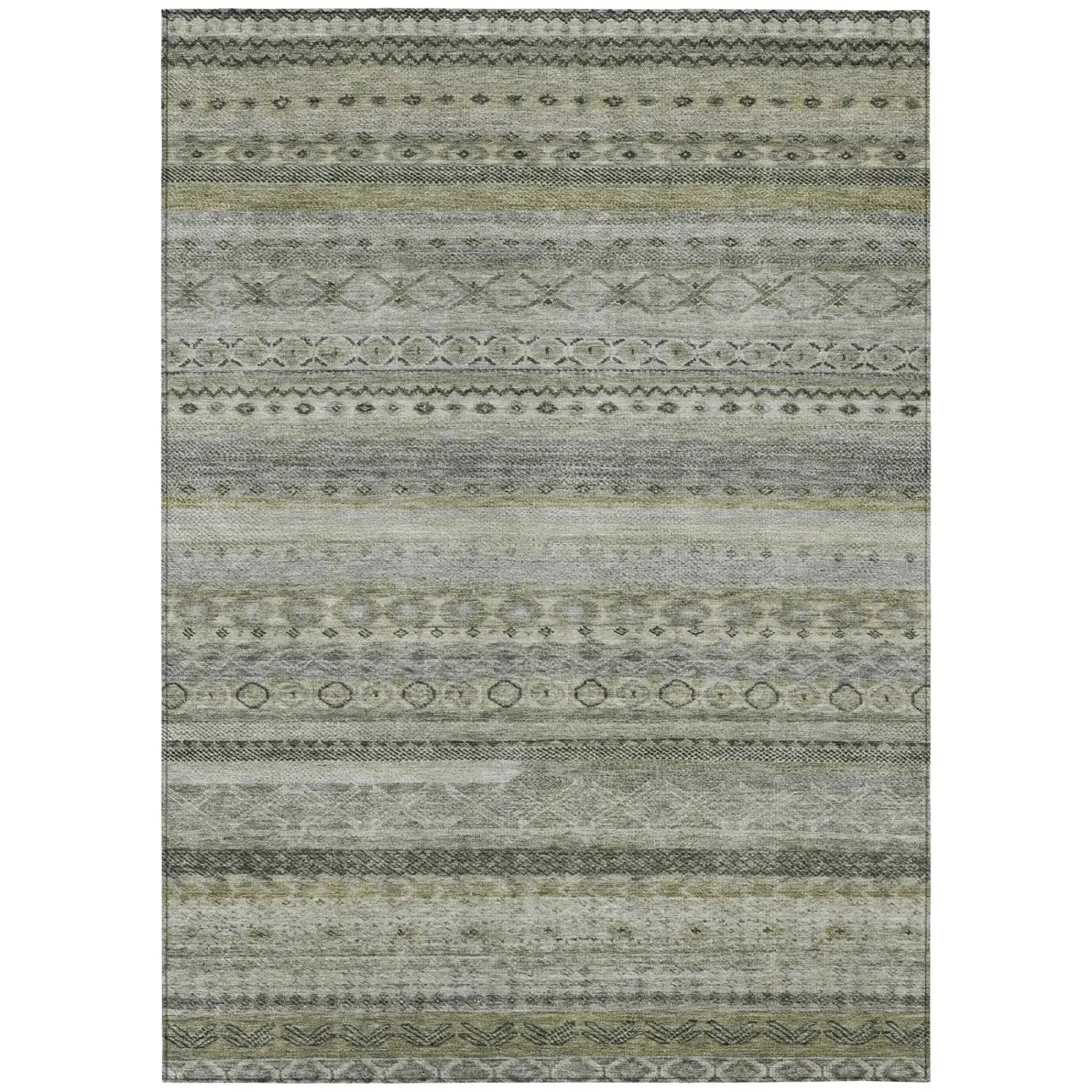 5' X 8' Pewter And Gray Striped Washable Indoor Outdoor Area Rug Homeroots Outdoor