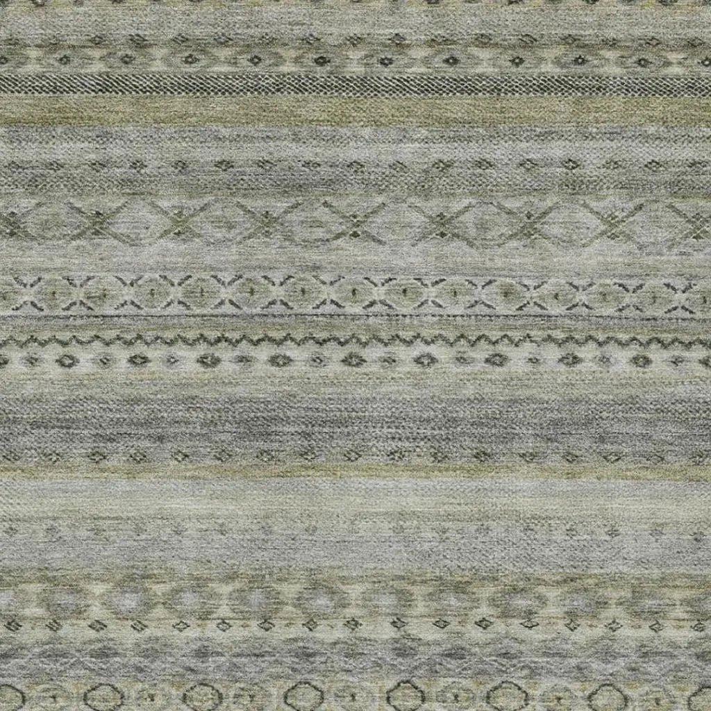 5' X 8' Pewter And Gray Striped Washable Indoor Outdoor Area Rug Homeroots Outdoor