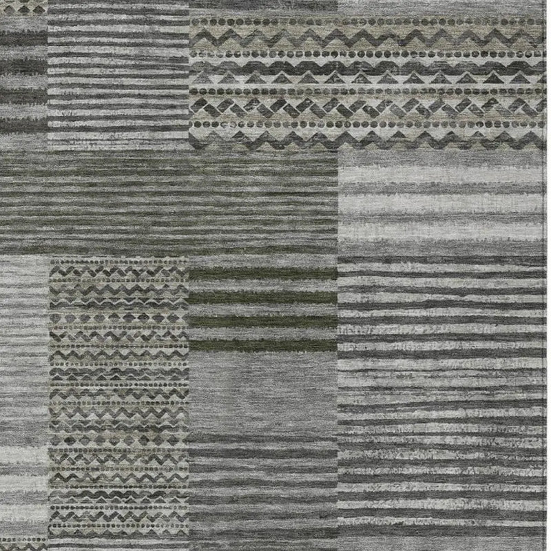 5' X 8' Pewter And Gray Striped Washable Indoor Outdoor Area Rug Homeroots Outdoor