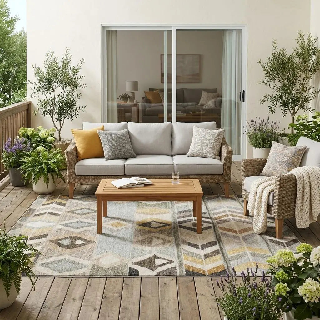 5' X 8' Pewter And Gray Tribal Washable Indoor Outdoor Area Rug Homeroots Outdoor