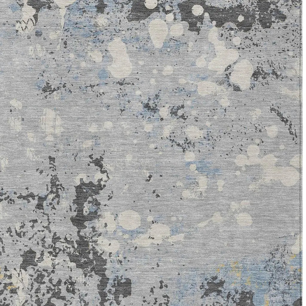 5' X 8' Pewter And Ivory Abstract Washable Indoor Outdoor Area Rug Homeroots Outdoor