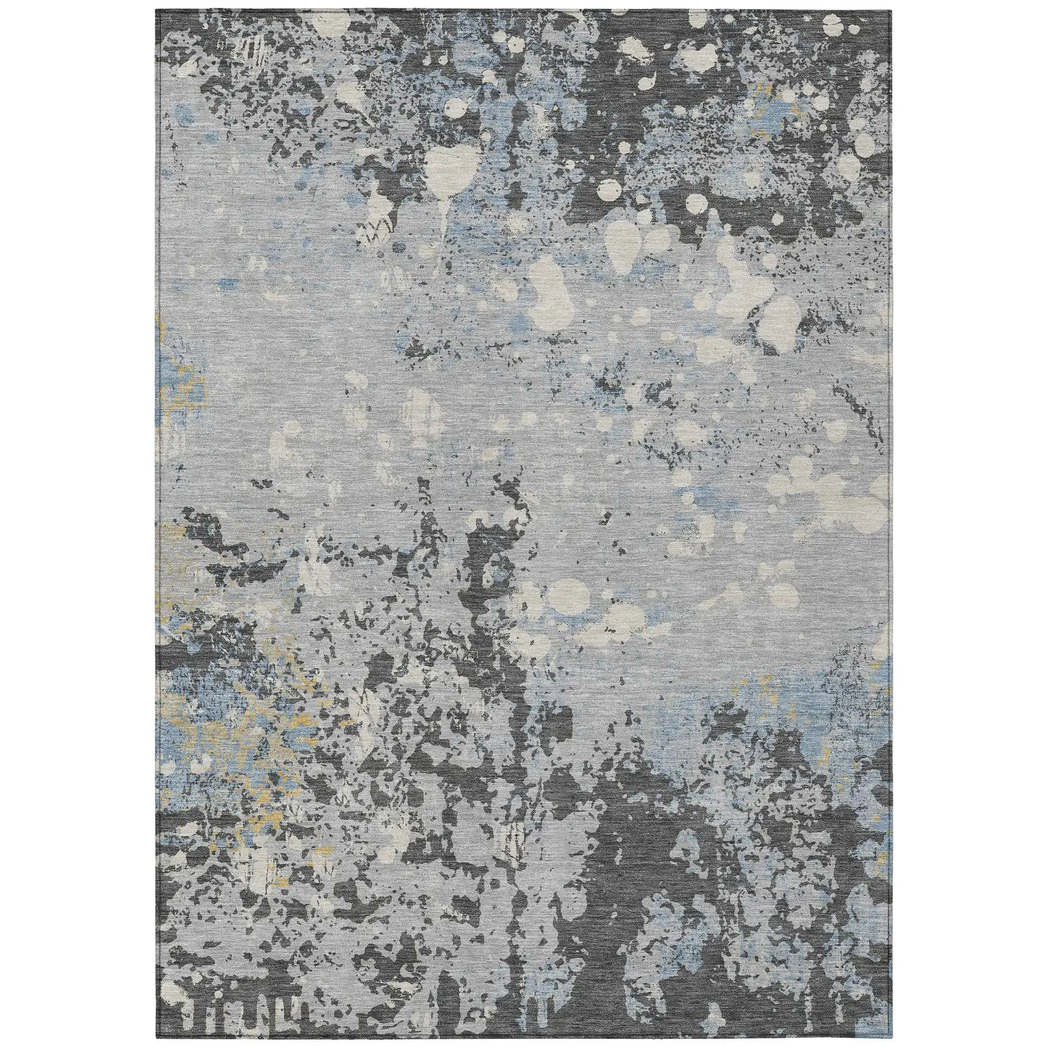 5' X 8' Pewter And Ivory Abstract Washable Indoor Outdoor Area Rug Homeroots Outdoor