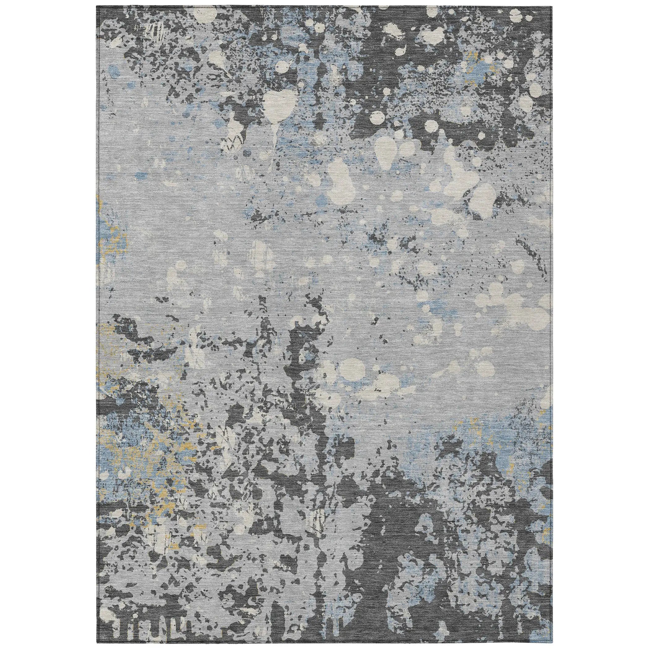 5' X 8' Pewter And Ivory Abstract Washable Indoor Outdoor Area Rug Homeroots Outdoor