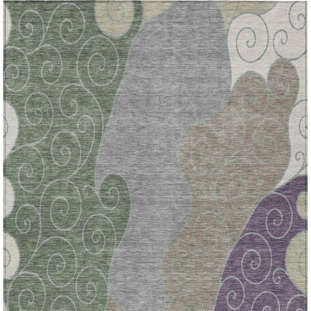 5' X 8' Pewter And Taupe Abstract Washable Indoor Outdoor Area Rug Homeroots Outdoor