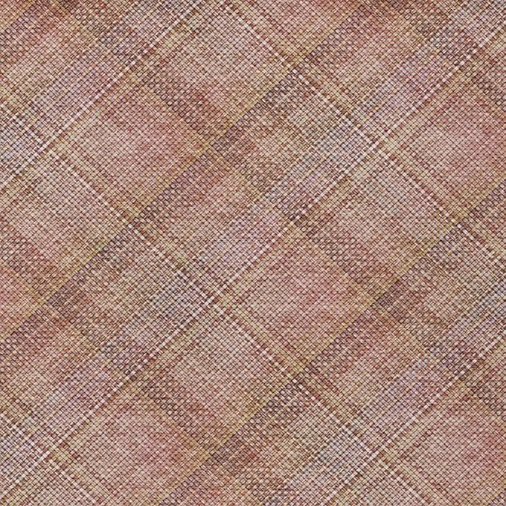 5' X 8' Pink And Beige Plaid Washable Indoor Outdoor Area Rug Homeroots Outdoor