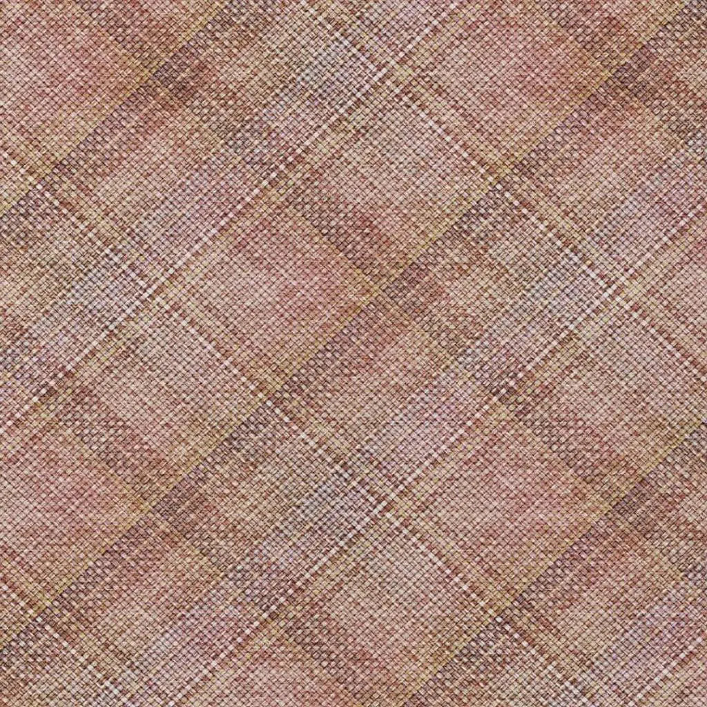 5' X 8' Pink And Beige Plaid Washable Indoor Outdoor Area Rug Homeroots Outdoor