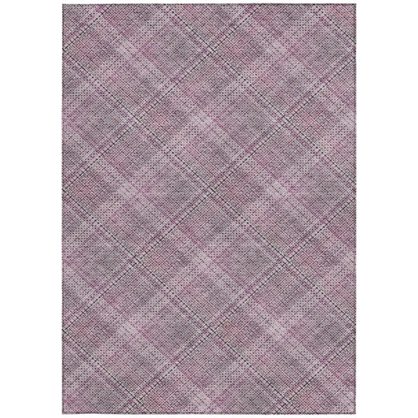 5' X 8' Pink And Blush Plaid Washable Indoor Outdoor Area Rug Homeroots Outdoor