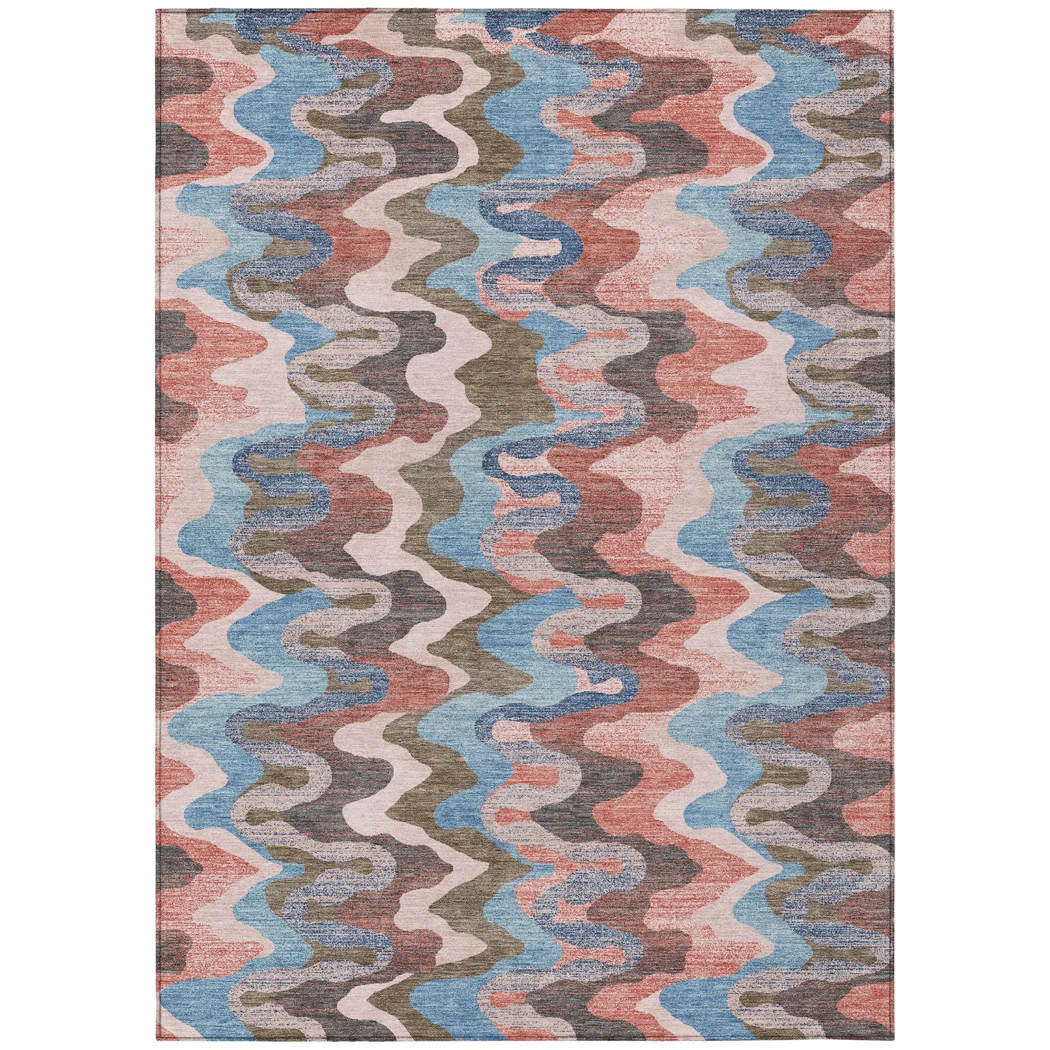 5' X 8' Pink And Coral Abstract Washable Indoor Outdoor Area Rug Homeroots Outdoor