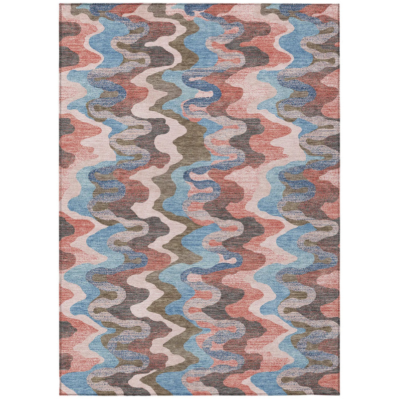 5' X 8' Pink And Coral Abstract Washable Indoor Outdoor Area Rug Homeroots Outdoor