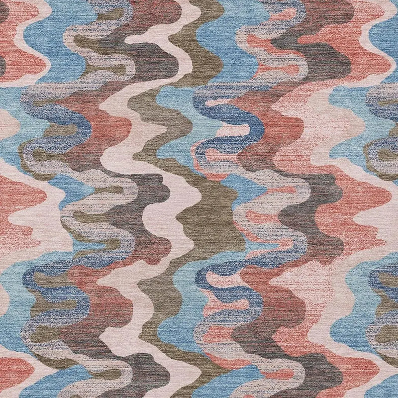 5' X 8' Pink And Coral Abstract Washable Indoor Outdoor Area Rug Homeroots Outdoor
