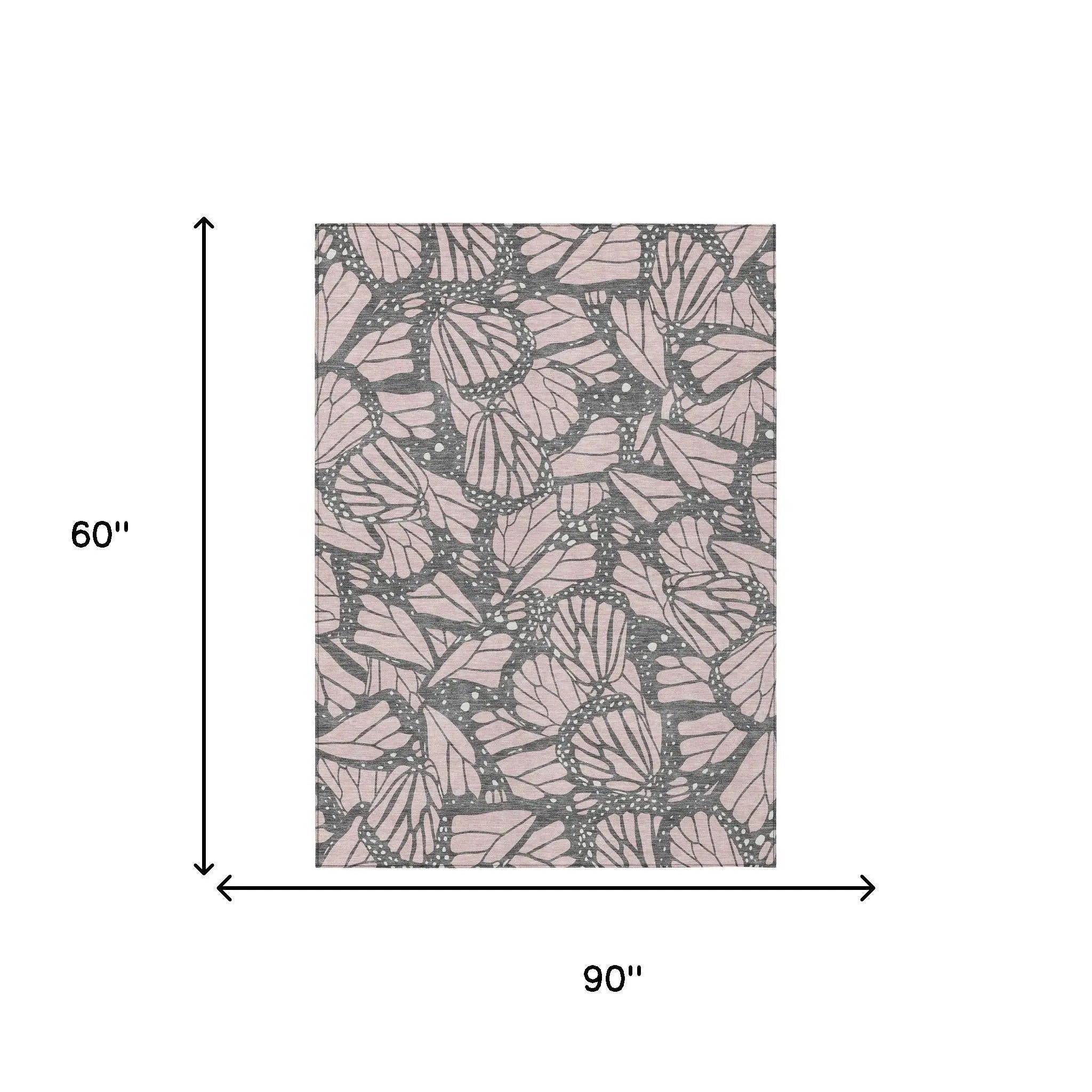 5' X 8' Pink And Graphite Animal Print Washable Indoor Outdoor Area Rug Homeroots Outdoor