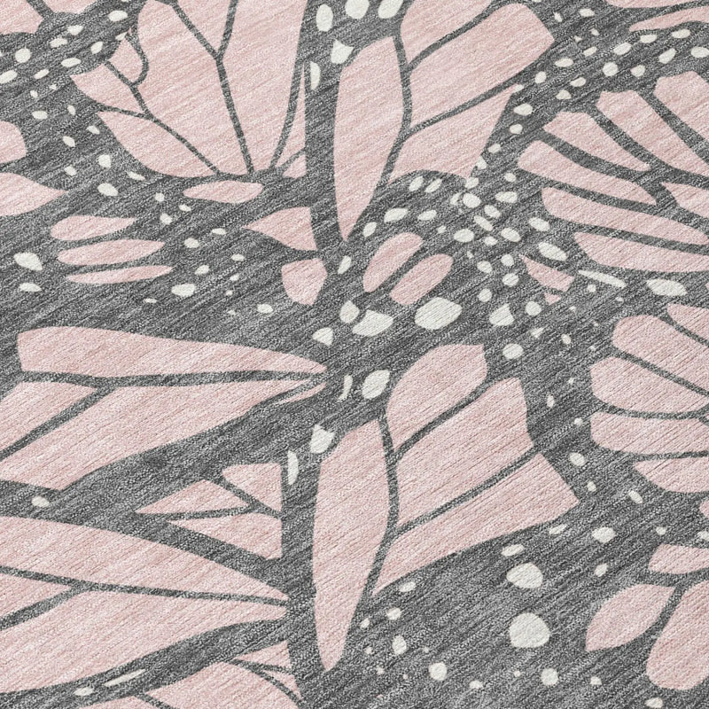 5' X 8' Pink And Graphite Animal Print Washable Indoor Outdoor Area Rug Homeroots Outdoor