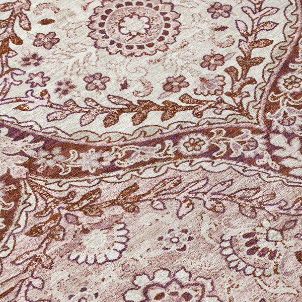 5' X 8' Pink And Green Ogee Washable Indoor Outdoor Area Rug Homeroots Outdoor