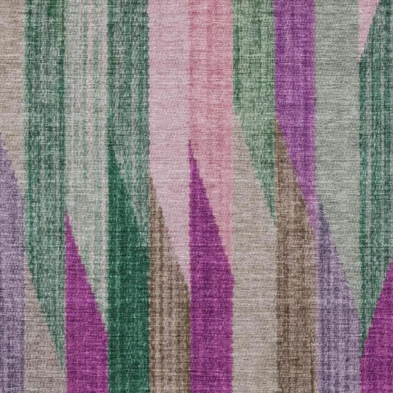 5' X 8' Pink And Green Striped Washable Indoor Outdoor Area Rug Homeroots Outdoor