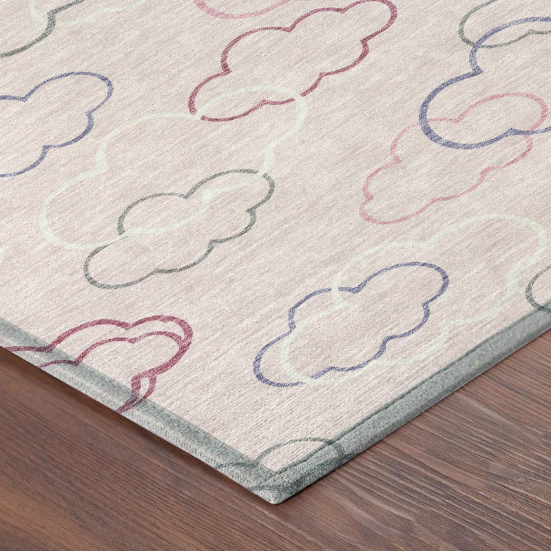 5' X 8' Pink And Ivory Abstract Washable Indoor Outdoor Area Rug Homeroots Outdoor