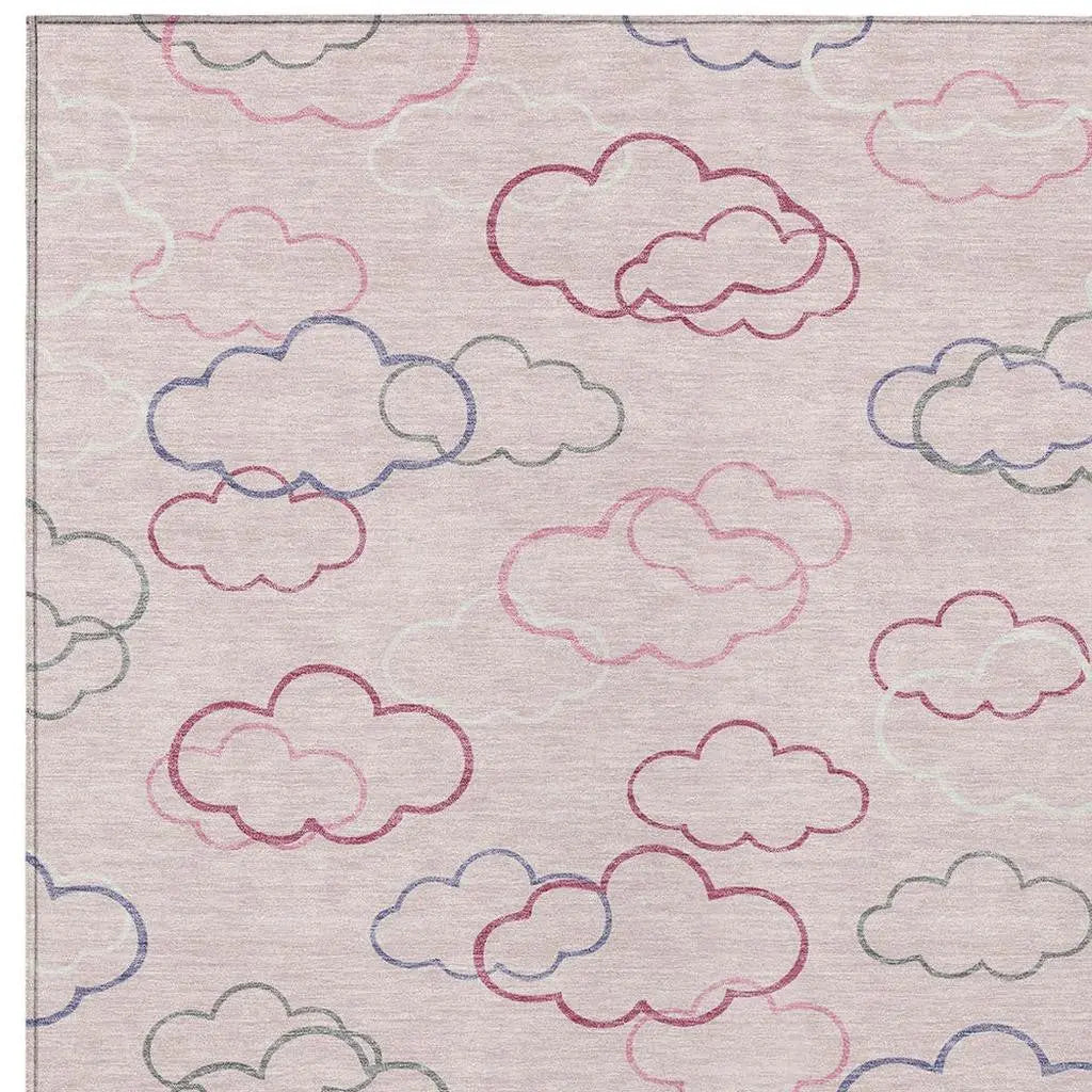 5' X 8' Pink And Ivory Abstract Washable Indoor Outdoor Area Rug Homeroots Outdoor