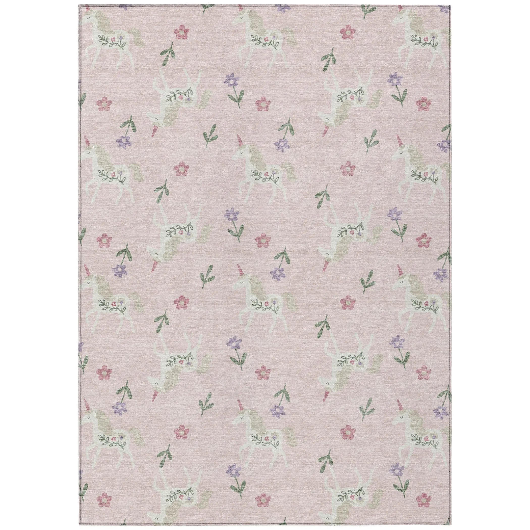 5' X 8' Pink And Ivory Floral Washable Indoor Outdoor Area Rug Homeroots Outdoor