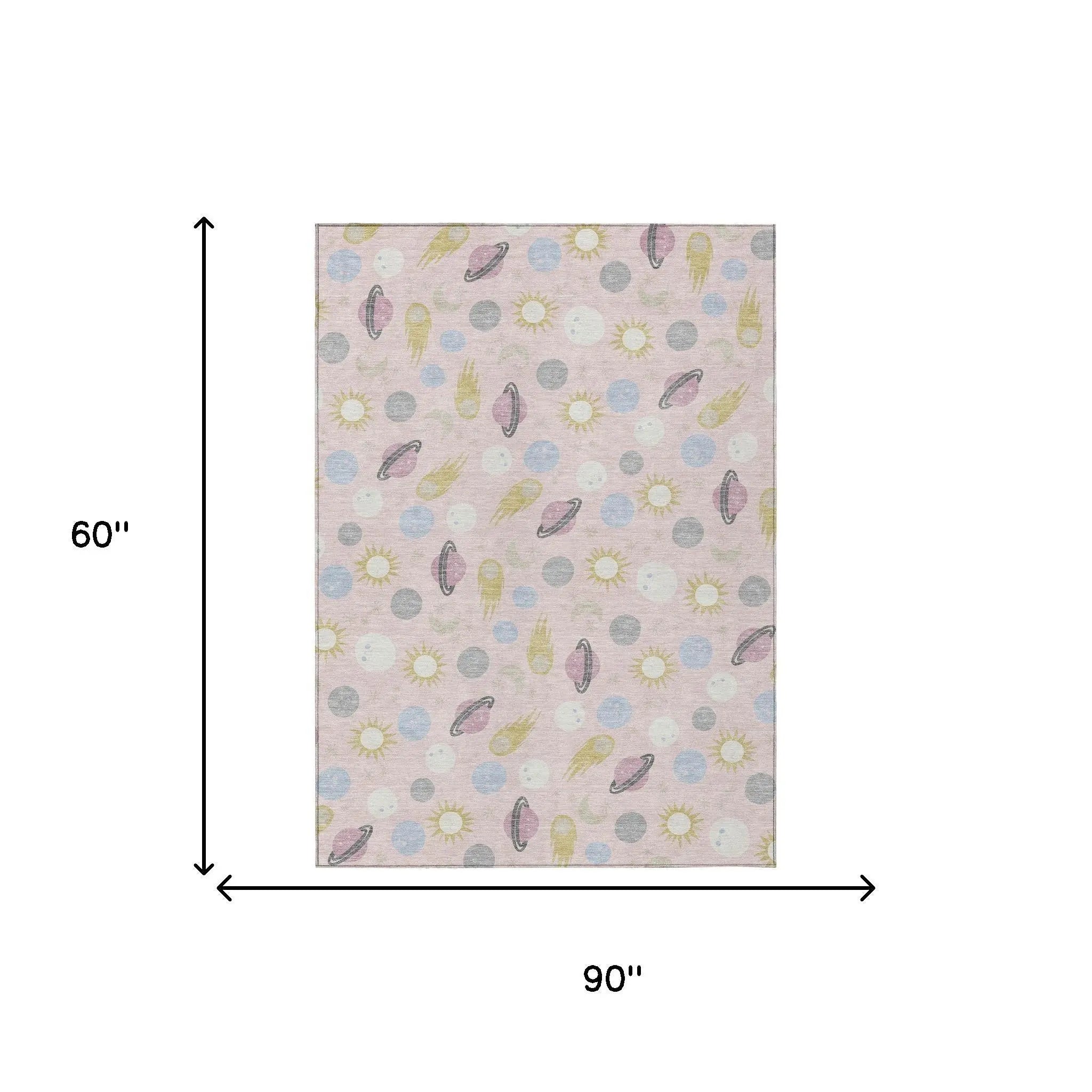 5' X 8' Pink And Ivory Geometric Washable Indoor Outdoor Area Rug Homeroots Outdoor
