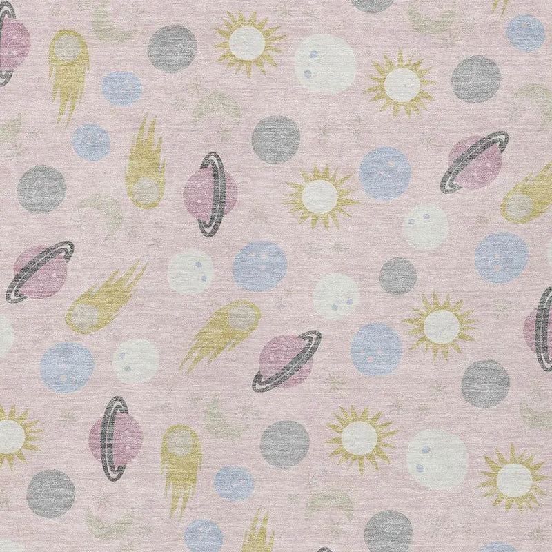 5' X 8' Pink And Ivory Geometric Washable Indoor Outdoor Area Rug Homeroots Outdoor