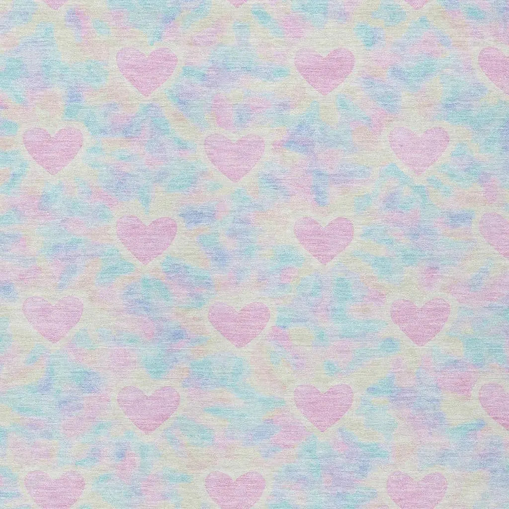 5' X 8' Pink And Ivory Geometric Washable Indoor Outdoor Area Rug Homeroots Outdoor