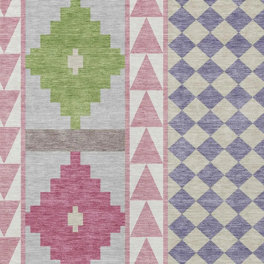 5' X 8' Pink And Ivory Southwestern Washable Indoor Outdoor Area Rug Homeroots Outdoor